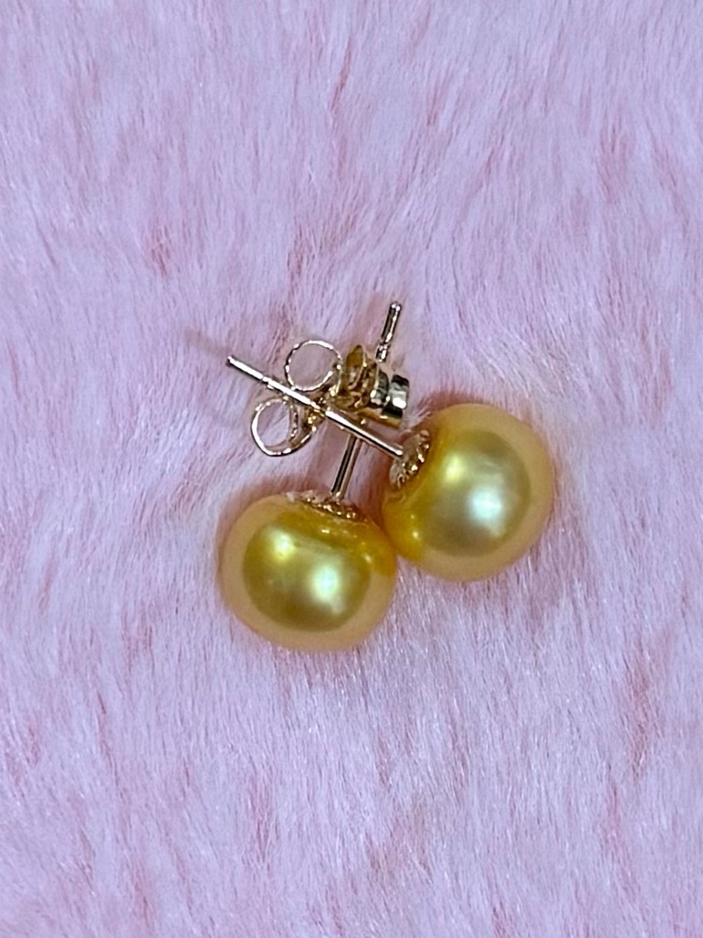 9-10mm 14K Gold Plated Natural Gold South Sea Pearl Stud Earring